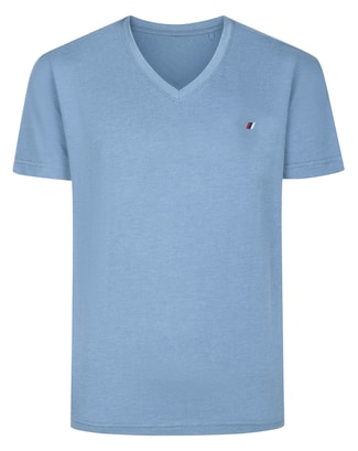 Bigdude Embroidery V-Neck T-Shirt Blue Marl Tall