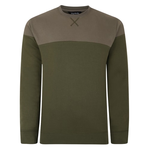Bigdude Colour Block Jumper Khaki/Dark Khaki