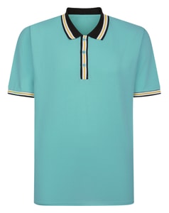 Bigdude Contrast Stripe Tipped Polo Shirt Turquoise