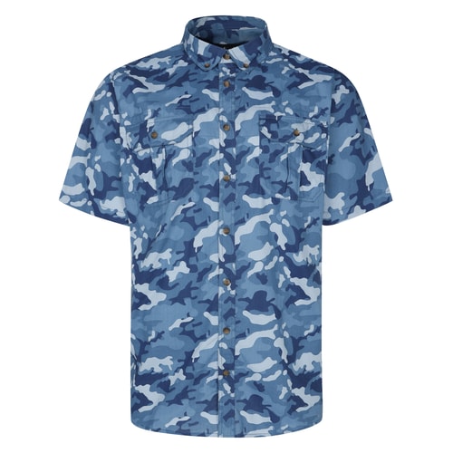 Bigdude Camo Short Sleeve Shirt Navy Tall