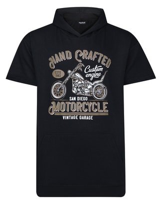 Bigdude Short Sleeve Print Hoody Black