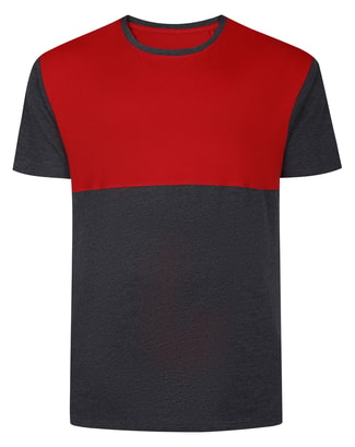 Bigdude Cut & Sew 2 Tone T-Shirt Charcoal Marl/Crimson Red Tall
