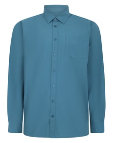 Bigdude Button Down Long Sleeve Poplin Shirt Teal