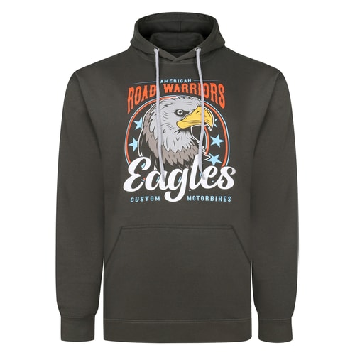 Bigdude Road Warriors Print Hoodie Charcoal