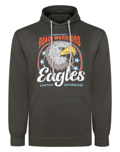 Bigdude Road Warriors Print Hoodie Charcoal