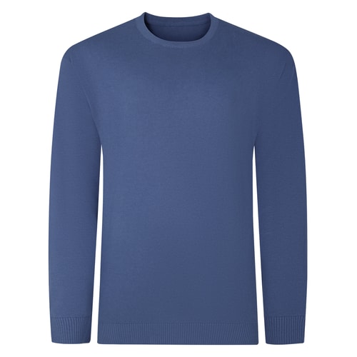 Bigdude Plain Crew Neck Knitted Jumper Dusty Blue