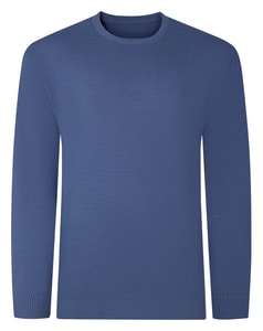 Bigdude Plain Crew Neck Knitted Jumper Dusty Blue