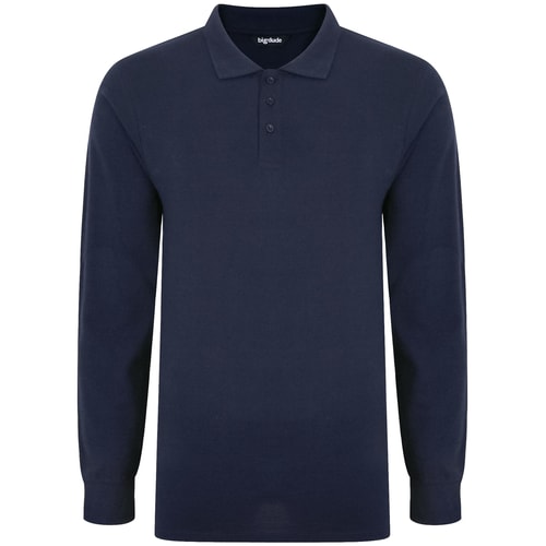 Bigdude Long Sleeve Polo Shirt Navy Tall