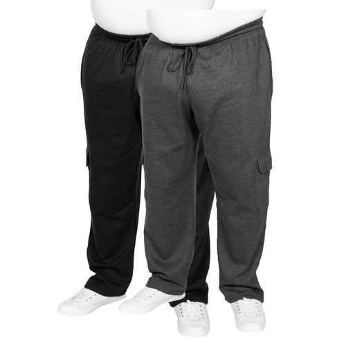 Bigdude Straight Leg Cargo Joggers Twin Pack Charcoal/Black