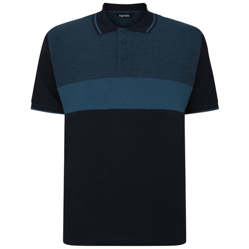 Bigdude Dobby Colour Block Polo Shirt Navy