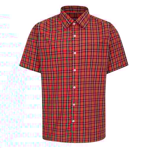 Bigdude Checked Poplin Short Sleeve Shirt Pepper Red/Black