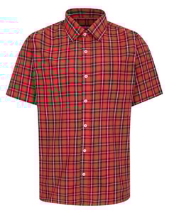 Bigdude Checked Poplin Short Sleeve Shirt Pepper Red/Black