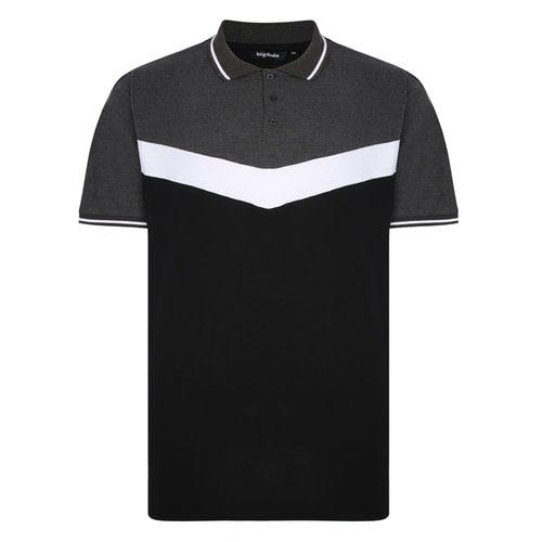 Bigdude Chevron Polo Shirt Black/Charcoal Tall