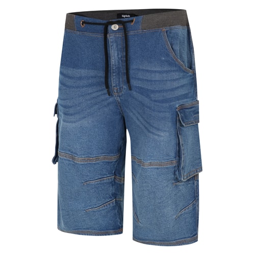 Bigdude Jersey Waistband Denim Shorts Light Wash