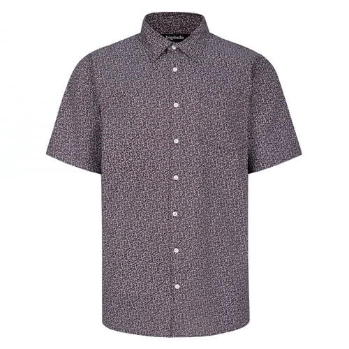 Bigdude Mini Floral Short Sleeve Shirt Burgundy