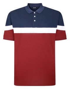 Bigdude Pique Colour Block Polo Shirt Burgundy/Navy/White