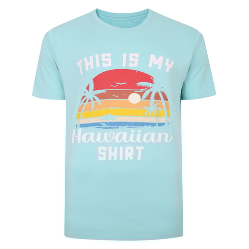 Bigdude Hawaiian Print T-Shirt Turquoise