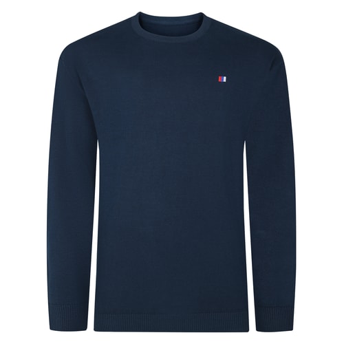Bigdude Crew Neck Jumper With Logo Navy