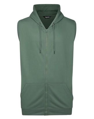 Bigdude Loop Back Sleeveless Hoody Sage Green Tall