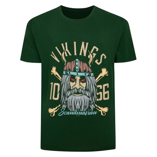 Bigdude Viking Print T-Shirt Green