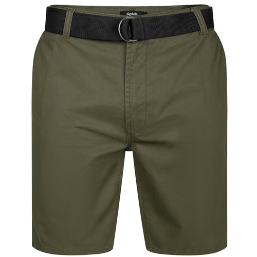 Bigdude Stretch Chino Shorts With Belt Dark Olive