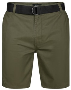 Bigdude Stretch Chino Shorts With Belt Dark Olive