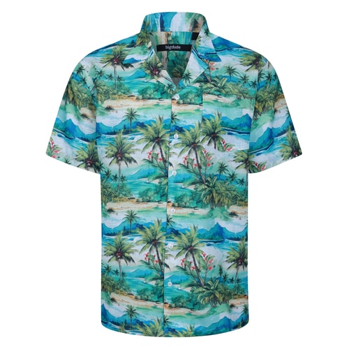 Bigdude Island Relaxed Collar Short Sleeve Shirt Light Blue