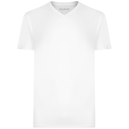 Bigdude Plain V-Neck T-Shirt White