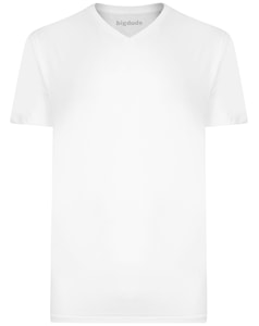 Bigdude Plain V-Neck T-Shirt White