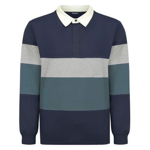 Bigdude Striped Rugby Shirt Navy