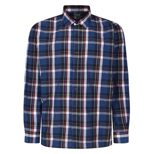Bigdude Checked Long Sleeve Poplin Shirt Royal Blue Tall