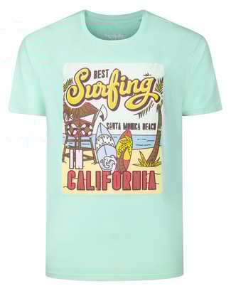 Bigdude Best Surfing In California Print T-Shirt Jelly Mint Tall