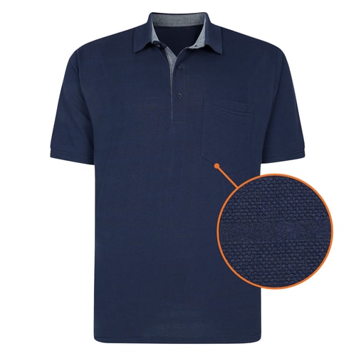 Bigdude Striped Textured Polo Shirt Navy