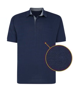 Bigdude Striped Textured Polo Shirt Navy