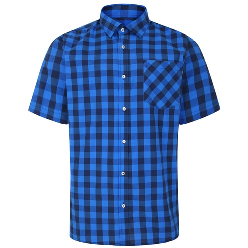 Bigdude Gingham Short Sleeve Shirt Blue Tall