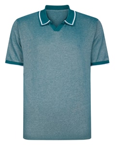 Bigdude Two Tone Tipped Revere Polo Shirt Green/Light Grey Tall
