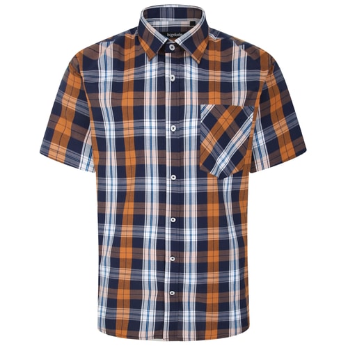 Bigdude Short Sleeve Check Shirt Orange Tall