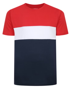 Bigdude Striped Cut & Sew T-Shirt Red