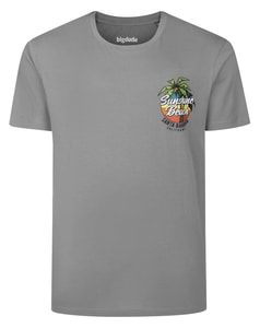 Bigdude Tropical Sunset Chest Print T-Shirt Grey