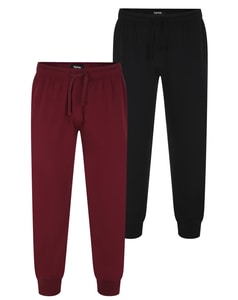Bigdude Cuffed Pyjama Bottoms Twin Pack Burgundy/Black