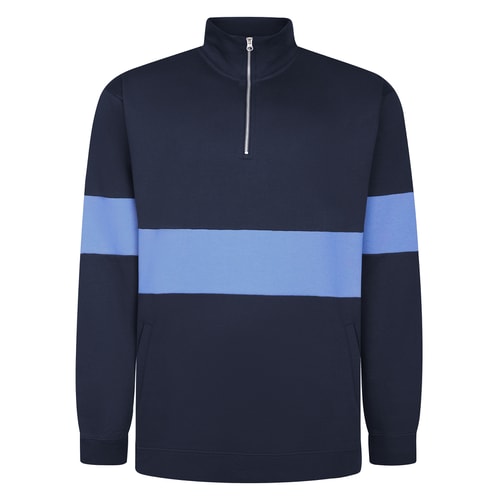 Bigdude Colour Block Half Zip Sweatshirt Navy/Blue