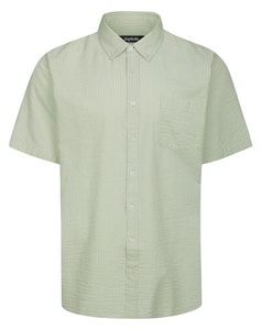 Bigdude Striped Seersucker Short Sleeve Shirt Green
