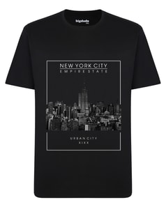 Bigdude New York Print T-Shirt Tall Black