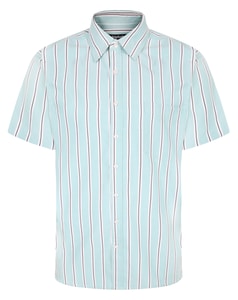 Bigdude Short Sleeve Striped Shirt Green Tall