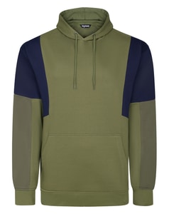 Bigdude Boxy Colour Block Hoodie Khaki