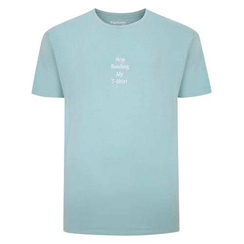 Bigdude Slogan Embroidered T-Shirt Washed Turquoise Tall