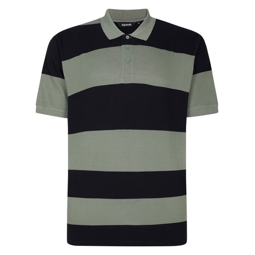 Bigdude Rugby Style Short Sleeve Polo Shirt Sage Green/Black Tall