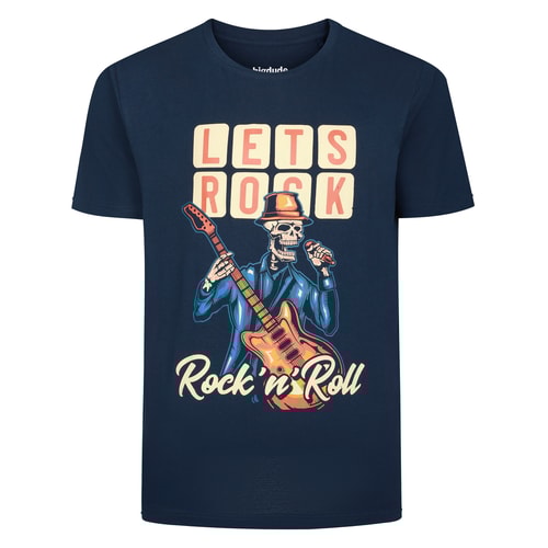 Bigdude Rock n Roll Soul Print T-Shirt Navy