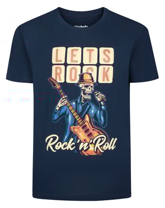 Bigdude Rock n Roll Soul Print T-Shirt Navy