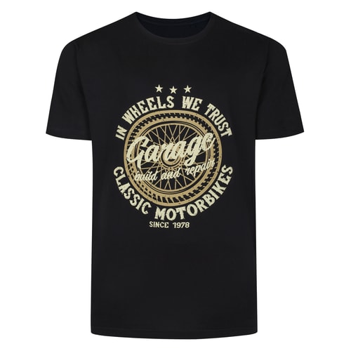 Bigdude In Wheels We Trust Print T-Shirt Black